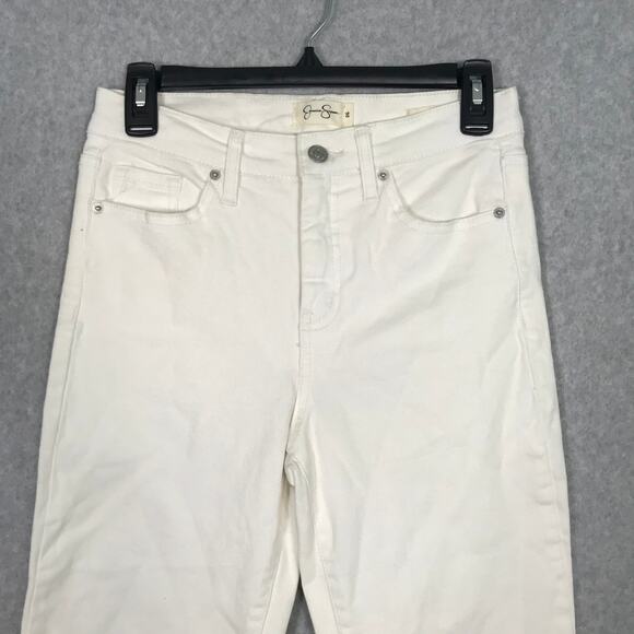 Jessica Simpson Jeans Size 26 Slim Straight Stretch Raw Frayed Hem Shark Bite - Picture 3 of 13